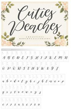 the printable font and numbers for each letter is shown in different styles, including roses