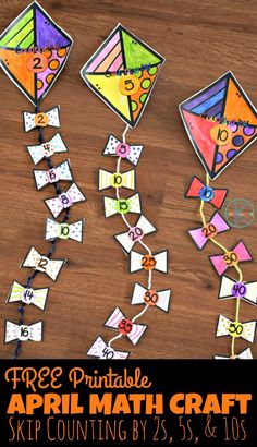 May Crafts Kindergarten, Counting By 5s Activities, Counting In 10s Activities, April Activities For Kindergarten, Counting By 5 Activities, Writing Craft Kindergarten, Kite Artwork, Counting To 100 Activities, Maths Craft