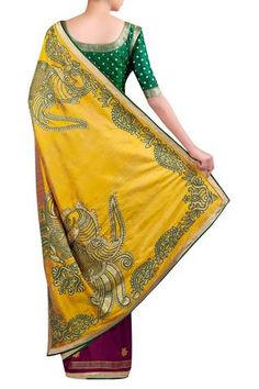 Shop for Latha Puttanna Yellow Bird Embroidered Saree With Blouse for Women Online at Aza Fashions Fitted Yellow Pre-draped Saree With Zari Weaving, Designer Yellow Blouse Piece With Self Design, Yellow Pre-draped Saree With Zari Work, Fitted Yellow Traditional Wear With Zari Weaving, Semi-stitched Yellow Blouse Piece In Traditional Drape, Semi-stitched Yellow Blouse Piece With Traditional Drape, Yellow Tussar Silk Lehenga For Designer Wear, Yellow Silk Traditional Wear With Unstitched Blouse, Fitted Yellow Dupatta With Zari Weaving