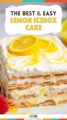 the best and easy lemon icebox cake is made with only three ingredients, it's so good to eat