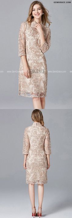 10% off now|Free shipping world-wide. L-5XL Champagne Lace Cocktail Dress with Sleeves at GemGrace. Click to learn our pro custom-made service for wedding dress, formal dress. View #WeddingGuestDresses for more ideas. Elegant Beige Lace Party Dress, Elegant Beige Lace Dress For Party, Beige Elegant Lace Party Dress, Gold Lace Party Dress, Elegant Long Sleeve Summer Mother Of The Bride Dress, Elegant Beige Lace Dress With Lace Sleeves, Gold Lace Dress For Party, Beige Lace Party Dress, Beige Lace Dress With Lace Sleeves For Party