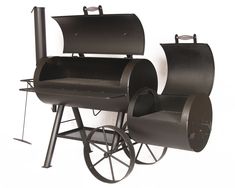 a black bbq grill sitting on top of a wheel