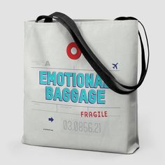 Emotional Baggage - Tote Bag Travel Tote Shoulder Bag With Letter Print, Travel Shoulder Bag With Letter Print, Letter Print Backpack For Travel, Trendy Bag With Luggage Sleeve As Gift, Trendy Bag With Luggage Sleeve, Airport Codes, Store Plan, Aviation Theme, Emotional Baggage