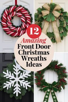 twelve christmas wreaths with the words amazing front door christmas wreaths ideas