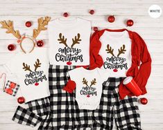 Merry Christmas Reindeer Shirt, Family Christmas Tee, Christmas Crew Gift, Matching Christmas, Reindeer Xmas Tee, Winter Xmas,New Year Party Important Notice: Please Read Before Placing an Order  Personalization Guidelines:  ● Use the personalization box only to specify design details as shown in the  product images.  ● We are not responsible for any customizations unless requested and approved  prior to placing your order.  Design Details:  ● All designs are created using the Direct to Film (DTF) printing process, which  transfers prints onto fabric or other substrates using a heat press.  How to Order:  1. Review all information provided before placing your order.  2. Select the shirt type and size from the dropdown menu.  3. Choose your preferred shirt color from the dropdown menu.  4. Reindeer Christmas Shirts, Reindeer Shirt, Xmas Tees, Order Design, New Year Party, Christmas Tees, New Years Party, Nouvel An, Christmas Reindeer