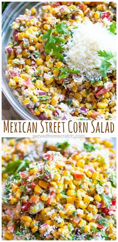 mexican street corn salad with cheese and cilantro