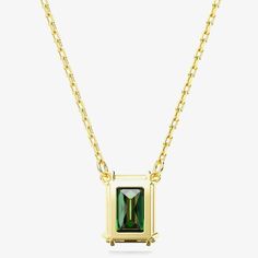 Experience the exquisite beauty of the Matrix collection with this stunning necklace. A captivating rectangular Swarovski Zirconia in a vibrant emerald shade graces an elegant double-prong setting. The pendant hangs gracefully on a lustrous gold-tone plated chain secured with a lobster clasp. Let this faceted masterpiece sparkle and reflect your inner strength. Motif size: 1cm x 0.8cm Length: 38cm - 45cm (minimum-maximum) Item Code: 5677141 Skincare Gift Set, Luxury Jewellery, Plate Necklace, Pierced Jewelry, The Matrix, Skin Care Gifts, Green Diamond, Fragrance Gift Set, Engraved Items