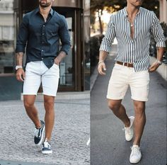 Men Casual Outfit Shorts, Men Casual Shorts Outfit, Summer Shorts Men Outfits, Men’s Outfits With Shorts, Mens Clothing Styles Shorts, Outfit Con Bermuda Hombre, Bermuda Shorts Men, Mens Summer Fashion Shorts, Stylish Men Casual Summer