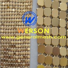 two different types of metal mesh, one with gold and the other brown color on it