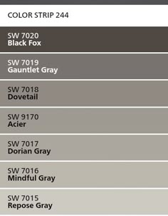 the color guide for different shades of grays and browns, with text that reads colorstrip