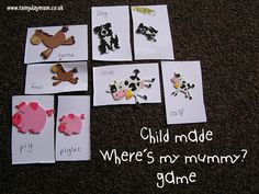 children made cards with pictures of farm animals