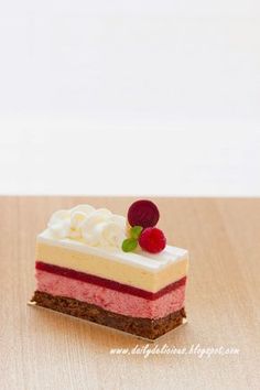 a piece of cake sitting on top of a wooden table