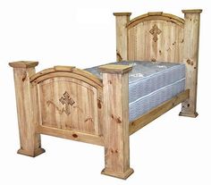 Mansion Cross Bed Hacienda Furniture, Lodge Furniture, Turquoise Bedding, Ranch Furniture, Cowhide Furniture, Western Bedding, Barnwood Furniture, Bed Twin, Western Furniture