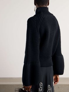 DRIES VAN NOTEN Ribbed wool sweater Latest Sweater, Shape Wear, Sport Swimwear, Sports Skirts, Ribbed Texture, Midi Skirts, Pattern Sweater, Merino Wool Sweater, Brown Sweater