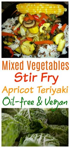 mixed vegetables stir fry with apricot teriyaki oil - free and vegan