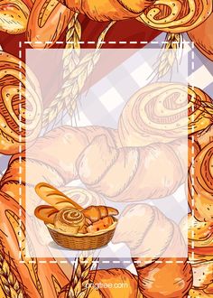 an image of breads and rolls in a basket on a checkered tablecloth