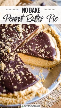 there is a chocolate pie on the plate with one slice cut out and ready to be eaten