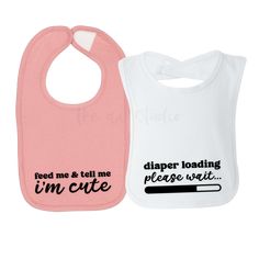 Cute and Funny Baby Bibs, a perfect baby shower or welcome baby gift! Your cute, funny bibs are made to order. This allows us to be sustainable and limit waste. CPSIA compliant tracking label on garment Velcro™ brand hook and loop closure EasyTear™ label White is sewn with 100% cotton thread Heather is 95/5 combed rignspun cotton/polyester 5.5 oz., 100% combed ringspun cotton premium jersey Bib size is approximately 7" x 7.5" without the straps. All sales are final. We do not accept returns or e Customizable White Cotton Bib, Playful Machine Washable Bib As Gift, Playful White Cotton Bib, Cute Machine Washable Bib As Gift, Playful Cotton Bib As A Gift, Cute Cotton Bib As Gift, Bib Sayings, Bib Ideas, Funny Bibs