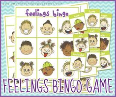 feelings bingo game with different faces