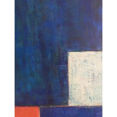 an abstract painting with blue, orange and white colors