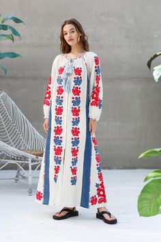 Discover more embroidered long dresses  https://etsy.me/2qc98Z8Fashion bohemian dress crafted from 100% linen with applique embroidery, side pockets and belt. Ukrainian dress available to order in any colors or length. Purpel linen embroidered dress long  Description:Textile - 100% linen. Standart length - 130 cm / 51.18 inchSize chart at the last photo in each listingHandmade pom poms Side pockets, beltI'll be very pleased if you leave your chest and hips measurements with order.Thank you for l