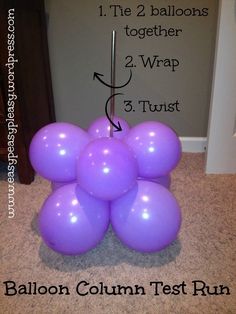 balloons are arranged in the shape of a cluster on top of each other and labeled how to use them