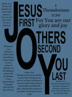 a blue poster with the words jesus first, for you are our glory and joy