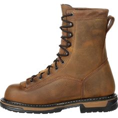 This waterproof work boot was purposefully constructed with the ironclad strength needed to fuel fearless achievements. With eight inches of triple-stitched, full-grain leather protecting your foot, you'll feel confident completing each workday.Rocky® considered the versatile demands of your job, and cultivated an array of elements to make this men's work boot accommodating. The seven-layer slip- and oil-resistant Ironclad outsole contributes outstanding safety and comfort. This high-tech featur Mens Work Shoes, Police Gear, Tactical Shoes, Safety Precautions, Closed Toe Shoes, Work Boots Men, Work Boot, Comfortable Boots, Round Toe Heels