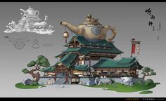 Futuristic Room, Japanese Village, Concept Art World, Final Fantasy X, Ancient Buildings, Fantasy House, Chinese Architecture, Steampunk Art