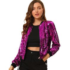 Invigorate your new season with the latest jackets. Keep things casual but always on-trend with a piece of outerwear fashion, the bomber jacket. Put some shimmer into your new season wardrobe with this mermaid green sequin jacket. Make it modern by pairing with a pair of black pants or skirt for a chic look that works for a night on the town. Sparkly Top, Sequin Cardigan, Sequin Jacket, Green Sequins, Cropped Blazer, Velvet Tops, Cropped Jacket, Halloween Women, Ladies Party