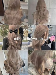 Milk Tea Brown Hair, Hair Color Asian, Beige Hair, Korean Hair Color, Brown Hair Inspo, Pretty Hair Color, Hair Stylies, Hair Dye Colors, Hair Inspiration Color