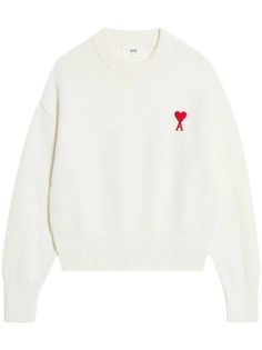 Ami Clothes, Ami Paris Sweater, Red Heart Sweater, Knit Logo, Cozy Fits, Outfit Combinations