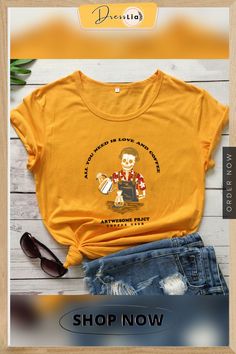 Women's T-shirt Allyouneedisloveandcoffee Shirts Funny Tea Skeletonpattern Shirtsfashioncasualpersonality Top Casual Coffee Crew Neck Top, Casual Coffee-colored Crew Neck Top, Casual Coffee Tops With Letter Print, Casual Coffee Colored Top With Letter Print, Casual Coffee-colored Tops With Letter Print, Casual Coffee-colored Top With Letter Print, Casual Coffee-colored Letter Print Tops, Coffee Graphic Print Tops For Summer, Coffee Graphic Print Top For Summer