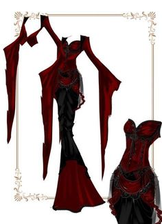 Female Vampire Outfit Art, Demon Princess Outfit, Red Fancy Outfits, Vampire Clothes Women, Female Vampire Outfit, Red And Black Outfits For Women, Demon Outfit Ideas, Vampire Outfit Female, Vampire Attire