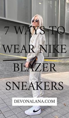 Trail Blazers Outfit, Professional Outfits With Nikes, Jordans And Blazers Outfit, Blazer With Gym Shoes Outfit, Nike Dunks With Blazer Outfit, Black Dress With Nike Blazers, Low Top Nike Blazers Outfit Women, Blazers Shoes For Women Outfits