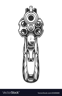 Revolver Drawing, Vintage Revolver, Bullet Drawing, Webley Revolver, Revolver Tattoo, Western Clipart, Comic Art Sketch, Funny Vinyl Decals, Monochrome Style