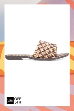 Fabric & Synthetic Upper Round Toe Slip-On Trim: Beads Lining: Croc-Embossed Synthetic Synthetic Sole Imported Size Heel, About 0.5 (13mm). Shoes - W Trend Shoes > Saks Off 5th > Barneys Warehouse. Sam Edelman. Color: Cuoio. Size: 7.5. Slide Flip Flops, Beaded Flats, Flat Sandals