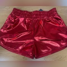 Women Metallic Shiny Shorts For All Purposes For Yoga , Cheer , For A Night Out , Gym Anything Red High-waisted Shorts For Night Out, Red High-waisted Shorts For Party, Red Short Length Bottoms For Night Out, Trendy Red Shorts For Night Out, Shiny Shorts, Lady In Red, Night Out, Gym, Yoga