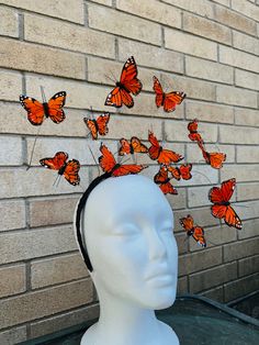 Monarch Butterfly Headpiece Costume Crown Head Piece Fairy Angel Princess Orange Black Headband Halloween Cosplay Handmade - Etsy Butterfly Halloween Costume, Butterfly Headpiece, Butterfly Crown, Angel Princess, Black Headband, Head Piece, Fairy Angel, Costume Hats, Monarch Butterfly