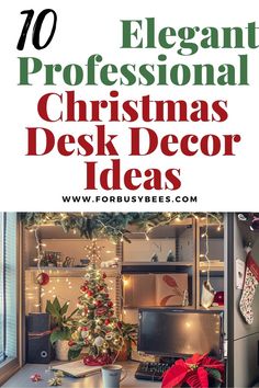 christmas desk decor ideas Desk Decor For Christmas, Office Christmas Tree Ideas, Front Desk Christmas Decorations Office, Office Desk Christmas Decor, Christmas Office Decor Ideas, Christmas Office Decorations Cubicles, Christmas Decor For Office At Work, Work Christmas Decorations