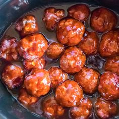 the meatballs are cooked and ready to be eaten in the crock pot for dinner