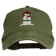 Western Snowman Embroidered Washed Dyed Cap Unisex Crown, Embroidered Cap, Costume Parties, Christmas Costume, Western Christmas, Embroidered Caps, Season 8, Ball Cap, Christmas Design