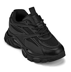 Elevator shoes height increase CALTO - S5282 - 2.6 Inches Taller (Jet Black/Onyx Sole) - Chunky Sole Sporty Sneakers Brown Dresses Formal, Chic Athleisure, Dark Brown Dress, Sporty Sneakers, Sole Sneakers, Formal Casual, Formal Style, Black Sneakers, Sneaker Collection