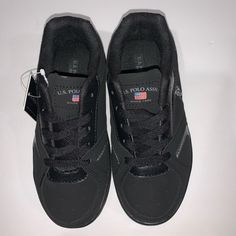 Us Polo Assn Lyon Boy Shoes Black Charcoal Size 1 Black Sneakers With Laces For School, Us Polo, Us Polo Assn, Boy Shoes, Black Charcoal, Shoes Black, Lyon, Black Shoes, Kids Shoes