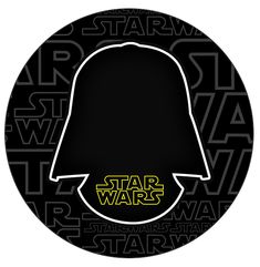 the star wars logo is shown in black and yellow on a circular background with words around it