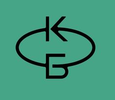 a black and green logo with the letter k in it's center, on a teal background