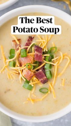 the best potato soup with bacon, cheese and green onions