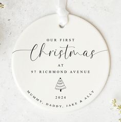 personalized christmas ornament for the first christmas at 91 richmond avenue