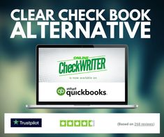 a computer screen with the words clear check book alternativeative on it and an ad for quickbooks