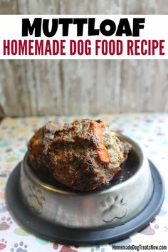 a close up of a dog food in a bowl on top of a metal plate